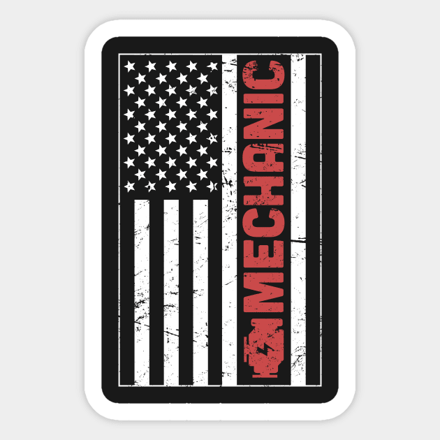 Engine Block Mechanic & American Flag Sticker by MeatMan